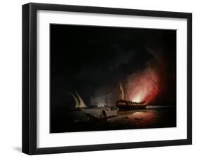 A Frigate on Fire after a Battle, 1835-Thomas Buttersworth-Framed Giclee Print