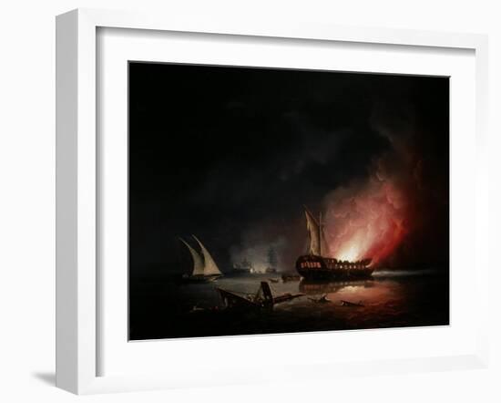 A Frigate on Fire after a Battle, 1835-Thomas Buttersworth-Framed Giclee Print