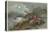 A Frightful Incident, Crocodile Attacking Native Girl-null-Stretched Canvas