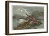 A Frightful Incident, Crocodile Attacking Native Girl-null-Framed Giclee Print