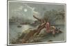 A Frightful Incident, Crocodile Attacking Native Girl-null-Mounted Giclee Print