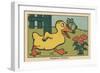 A Frog Balances on a Duck's Beak.” Critical Position” ,1936 (Illustration)-Benjamin Rabier-Framed Giclee Print