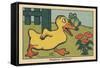 A Frog Balances on a Duck's Beak.” Critical Position” ,1936 (Illustration)-Benjamin Rabier-Framed Stretched Canvas