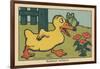 A Frog Balances on a Duck's Beak.” Critical Position” ,1936 (Illustration)-Benjamin Rabier-Framed Giclee Print