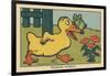 A Frog Balances on a Duck's Beak.” Critical Position” ,1936 (Illustration)-Benjamin Rabier-Framed Giclee Print