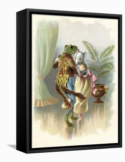 A Frog He Would a Wooing Go, Children's Book Illustration-null-Framed Stretched Canvas