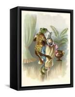 A Frog He Would a Wooing Go, Children's Book Illustration-null-Framed Stretched Canvas