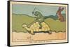 A Frog Sitting on the Back of a Turtle Whips it up to Make it Move Faster.” from 120 Cm to an Hour.-Benjamin Rabier-Framed Stretched Canvas