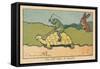 A Frog Sitting on the Back of a Turtle Whips it up to Make it Move Faster.” from 120 Cm to an Hour.-Benjamin Rabier-Framed Stretched Canvas