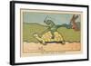 A Frog Sitting on the Back of a Turtle Whips it up to Make it Move Faster.” from 120 Cm to an Hour.-Benjamin Rabier-Framed Giclee Print