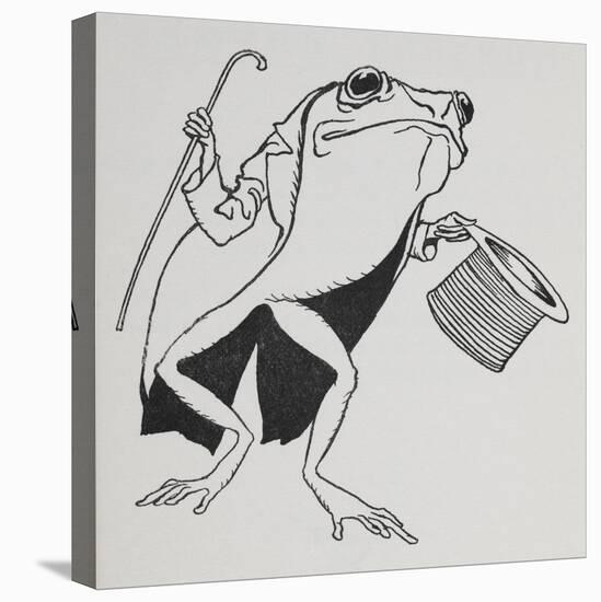 A Frog Wearing Top Hat and Tails, Carrying a Cane-Arthur Rackham-Stretched Canvas