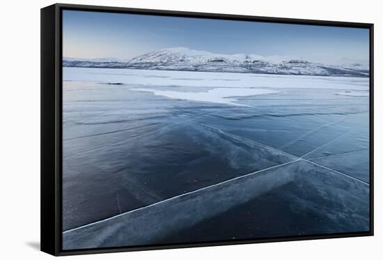 A Frozen Lake, So Clear its Possible to See Through the Ice, Near Absiko, Sweden-David Clapp-Framed Stretched Canvas