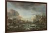 A Frozen River by a Town at Evening, Ca 1665-Aert van der Neer-Framed Giclee Print