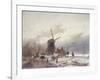 A Frozen River Landscape with a Windmill-Andreas Schelfhout-Framed Giclee Print