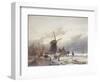 A Frozen River Landscape with a Windmill-Andreas Schelfhout-Framed Giclee Print