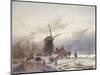 A Frozen River Landscape with a Windmill-Andreas Schelfhout-Mounted Giclee Print