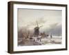 A Frozen River Landscape with a Windmill-Sir Lawrence Alma-Tadema-Framed Giclee Print