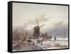 A Frozen River Landscape with a Windmill-Sir Lawrence Alma-Tadema-Framed Stretched Canvas