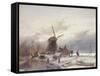A Frozen River Landscape with a Windmill-Sir Lawrence Alma-Tadema-Framed Stretched Canvas