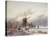 A Frozen River Landscape with a Windmill-Sir Lawrence Alma-Tadema-Stretched Canvas