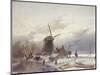 A Frozen River Landscape with a Windmill-Sir Lawrence Alma-Tadema-Mounted Giclee Print