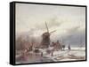 A Frozen River Landscape with a Windmill-Sir Lawrence Alma-Tadema-Framed Stretched Canvas