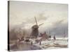 A Frozen River Landscape with a Windmill-Sir Lawrence Alma-Tadema-Stretched Canvas