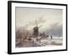 A Frozen River Landscape with a Windmill-Sir Lawrence Alma-Tadema-Framed Giclee Print