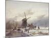 A Frozen River Landscape with a Windmill-Sir Lawrence Alma-Tadema-Mounted Giclee Print