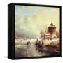 A Frozen River-Jan Jacob Spohler-Framed Stretched Canvas