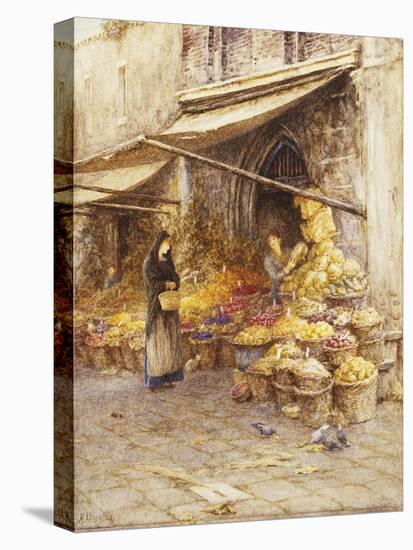 A Fruit Stall at the Base of the Campanile, San Giovanni Elemosinario, Near the rialto, Venice-Helen Allingham-Stretched Canvas