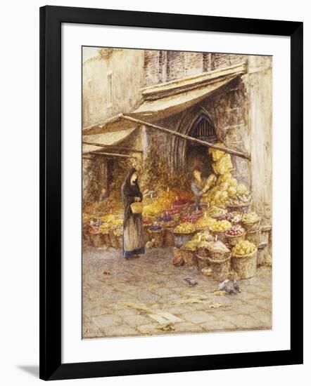 A Fruit Stall at the Base of the Campanile, San Giovanni Elemosinario, Near the rialto, Venice-Helen Allingham-Framed Giclee Print