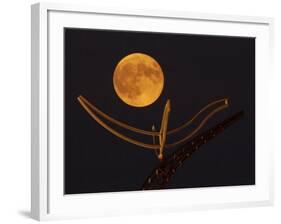 A Full Corn Moon Rises Above a Large Metal Sculpture on the Campus of the University of Minnesota-null-Framed Photographic Print