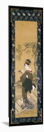 A Full Length Portrait of a Woman Tuning Her Shamisen on a Veranda-Toyokuni Utagawa-Mounted Giclee Print