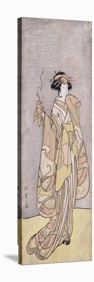 A Full-Length Portrait of the Actor Ichikawa Monnosuke II in a Female Role Holding an Incense Burne-Katsukawa Shunsho-Stretched Canvas