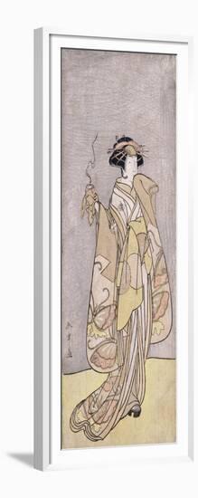 A Full-Length Portrait of the Actor Ichikawa Monnosuke II in a Female Role Holding an Incense Burne-Katsukawa Shunsho-Framed Giclee Print