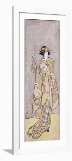 A Full-Length Portrait of the Actor Ichikawa Monnosuke II in a Female Role Holding an Incense Burne-Katsukawa Shunsho-Framed Giclee Print