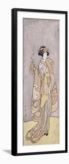A Full-Length Portrait of the Actor Ichikawa Monnosuke II in a Female Role Holding an Incense Burne-Katsukawa Shunsho-Framed Giclee Print