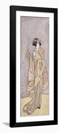 A Full-Length Portrait of the Actor Ichikawa Monnosuke II in a Female Role Holding an Incense Burne-Katsukawa Shunsho-Framed Giclee Print