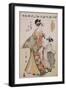 A Full Length Portrait of the Courtesan Somenosuke Accompanied by Two Kamuro-Chokosai Eisho-Framed Giclee Print