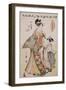 A Full Length Portrait of the Courtesan Somenosuke Accompanied by Two Kamuro-Chokosai Eisho-Framed Giclee Print