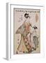 A Full Length Portrait of the Courtesan Somenosuke Accompanied by Two Kamuro-Chokosai Eisho-Framed Giclee Print