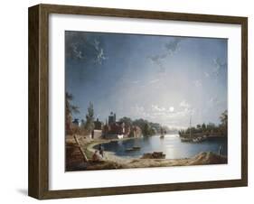 A Full Moon on the River at Brentford-Henry Pether-Framed Giclee Print