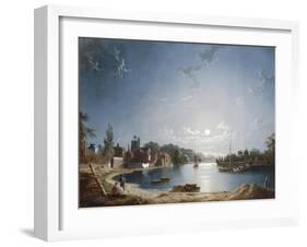 A Full Moon on the River at Brentford-Henry Pether-Framed Giclee Print