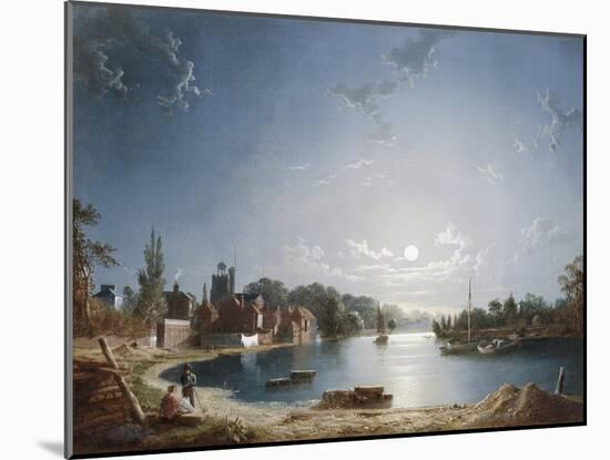 A Full Moon on the River at Brentford-Henry Pether-Mounted Giclee Print