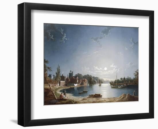 A Full Moon on the River at Brentford-Henry Pether-Framed Giclee Print