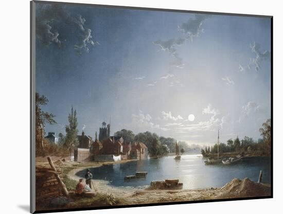 A Full Moon on the River at Brentford-Henry Pether-Mounted Giclee Print