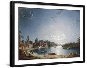 A Full Moon on the River at Brentford-Henry Pether-Framed Giclee Print