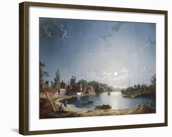 A Full Moon on the River at Brentford-Henry Pether-Framed Giclee Print