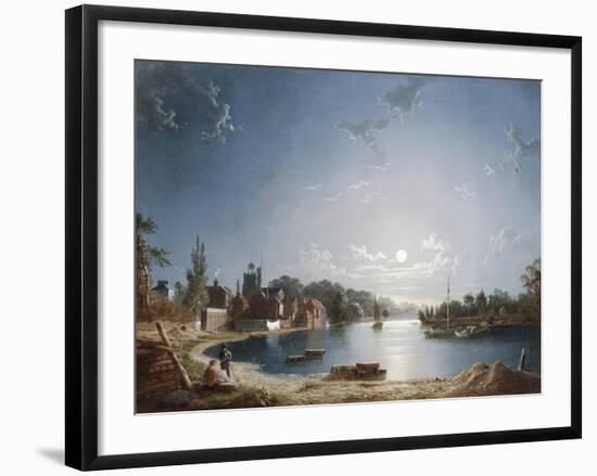 A Full Moon on the River at Brentford-Henry Pether-Framed Giclee Print